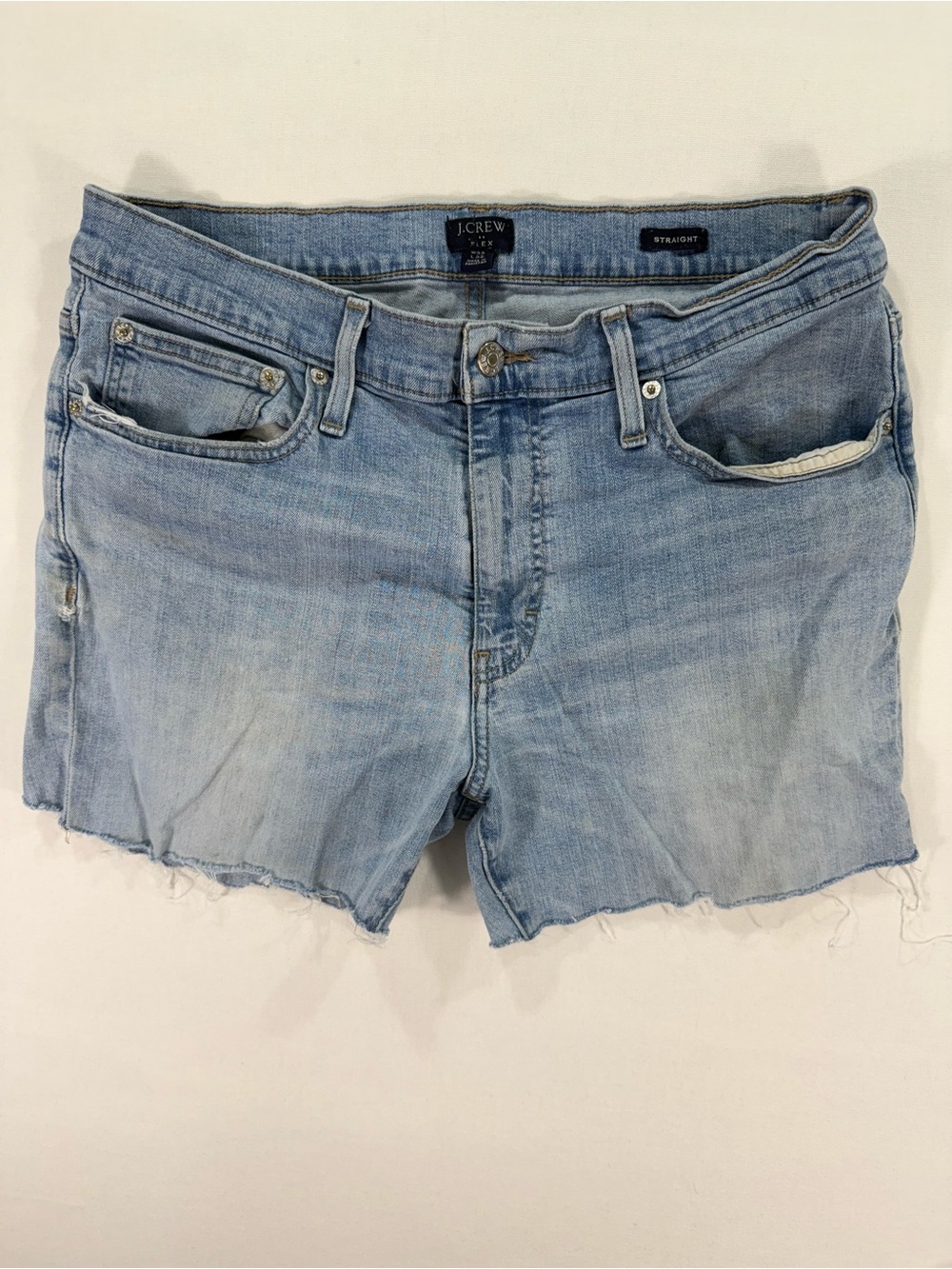J.Crew Flex Straight Denim Cut Off Jeans Waist 33 Blue